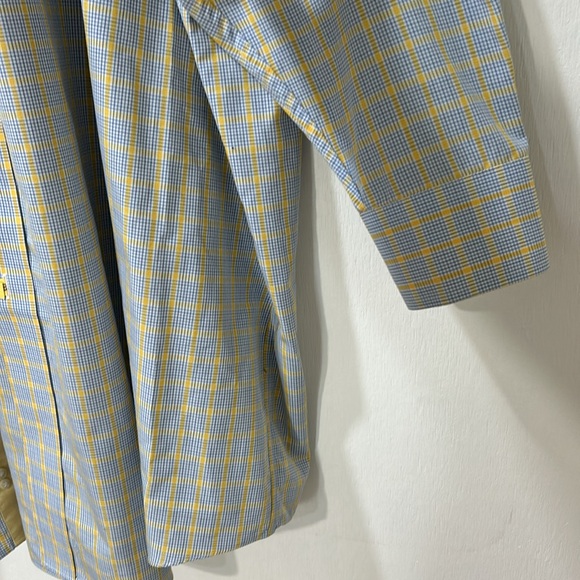 PAUL FREDRICK MENS CLASSIC FIT DRESS SHIRT YELLOW PLAID BUTTON DOWN Sz 20-35 - Picture 4 of 9